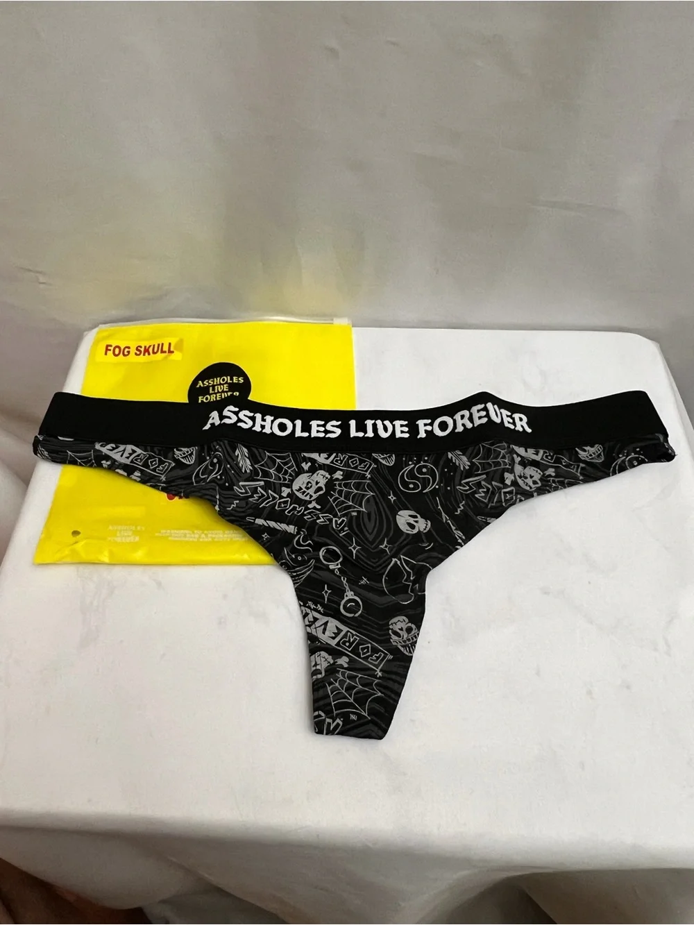 ALF A**holes Live Forever Fog Skull Bralette Thong Set XXXL Goth Halloween NWT